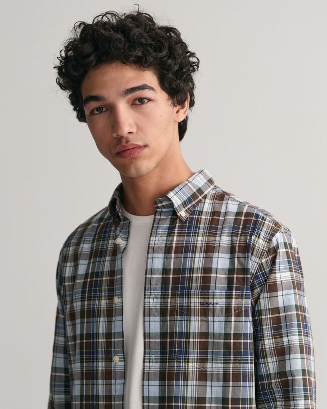 Camicia a quadri medi in popeline regular fit