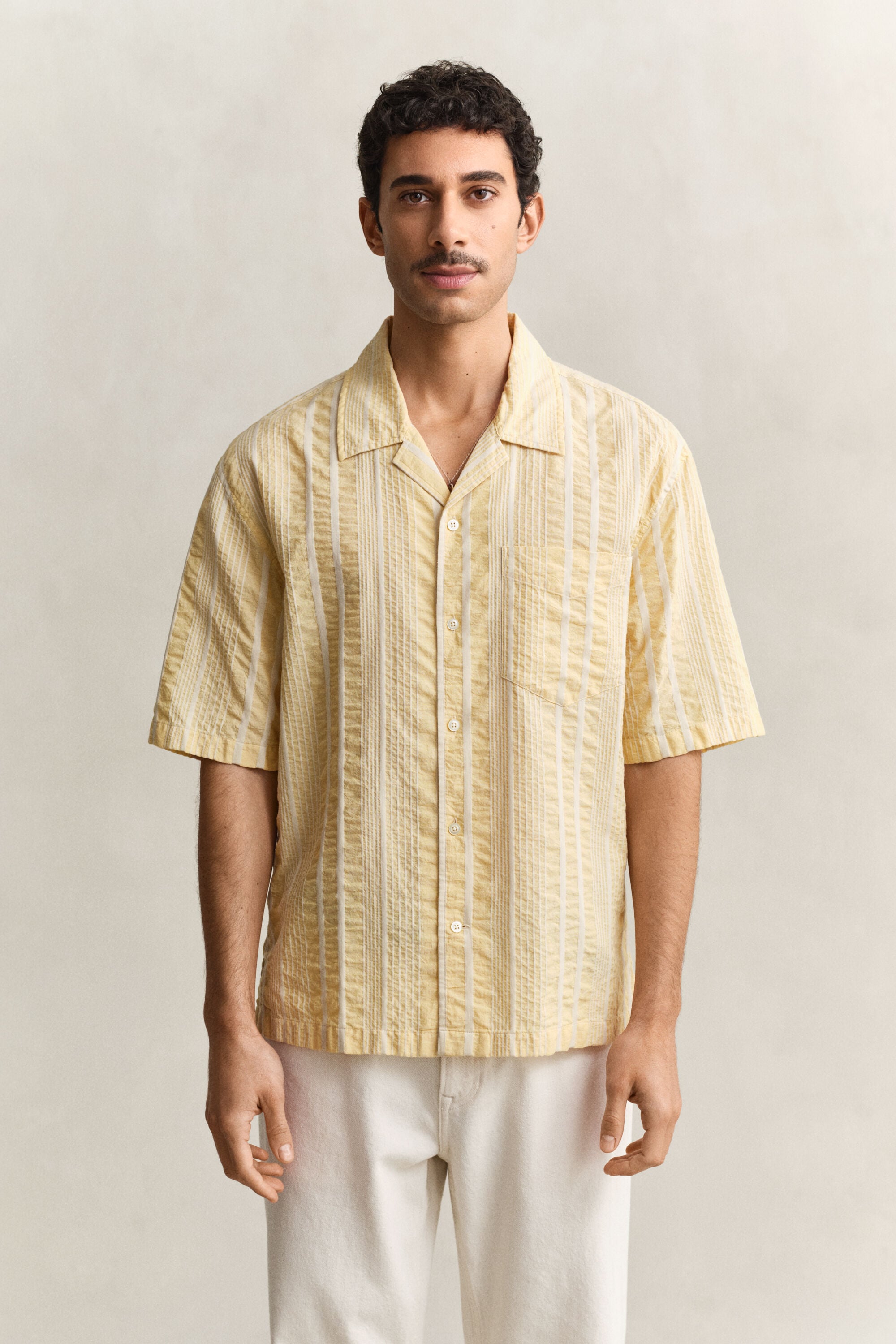 Camicia a maniche corte in seersucker