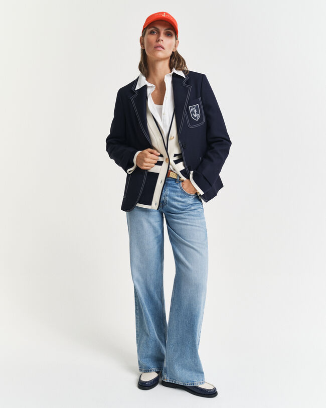 Blazer con ricamo in filo a contrasto