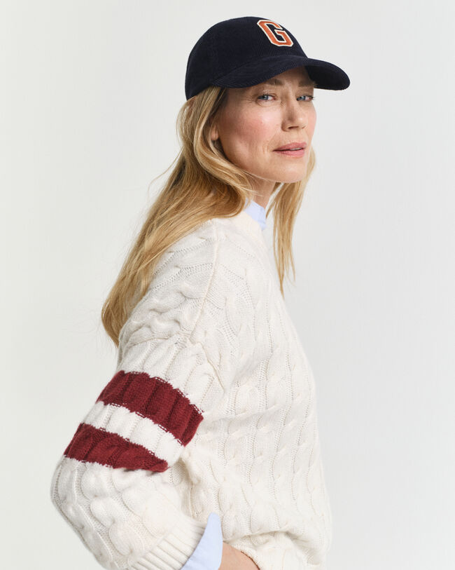 Maglia girocollo in cotone a righe a contrasto