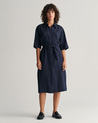 Abito chemisier in lino a maniche corte