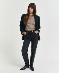 Maglia girocollo in cotone elasticizzato a trecce