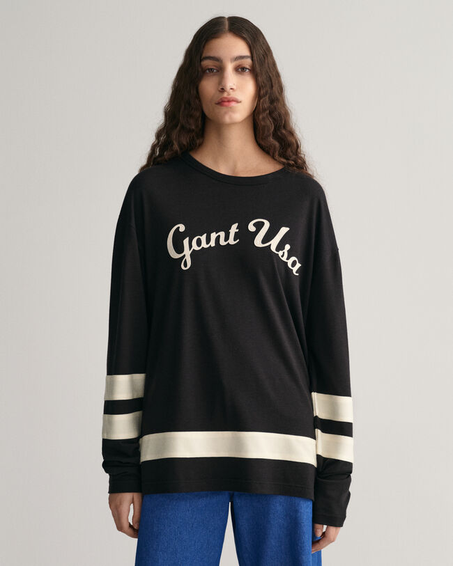 T-shirt Script Graphic a maniche lunghe