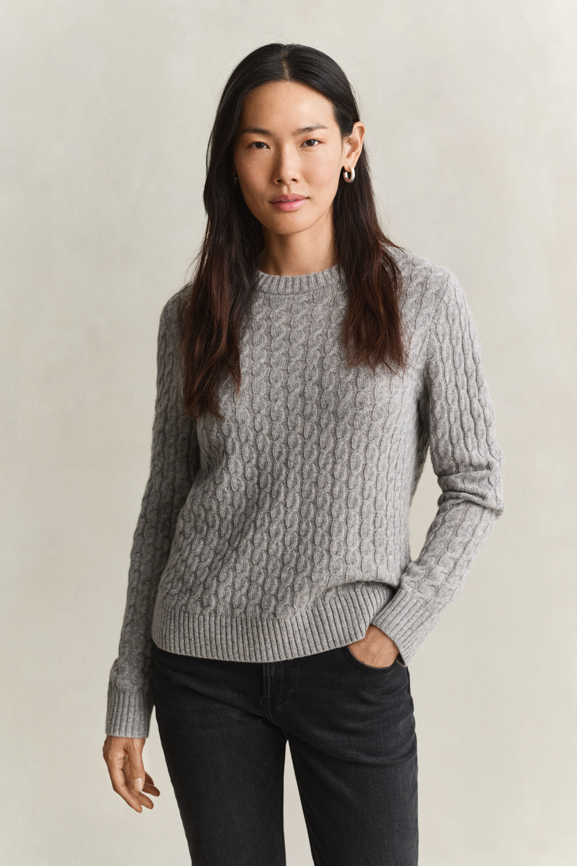 Maglia a trecce in cashmere