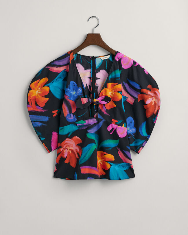 Blusa con stampa floreale e maniche voluminose