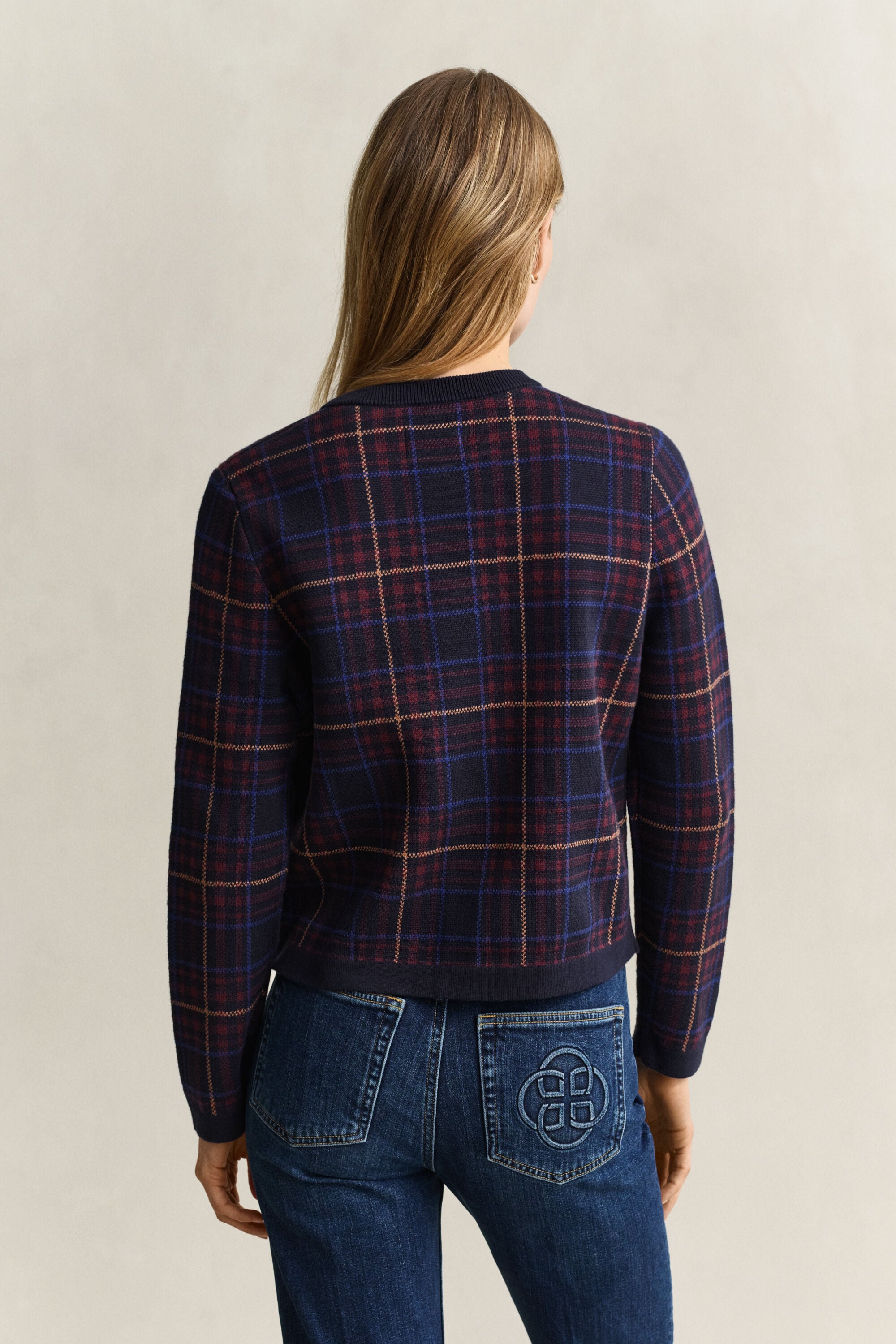Cardigan in maglia a quadri
