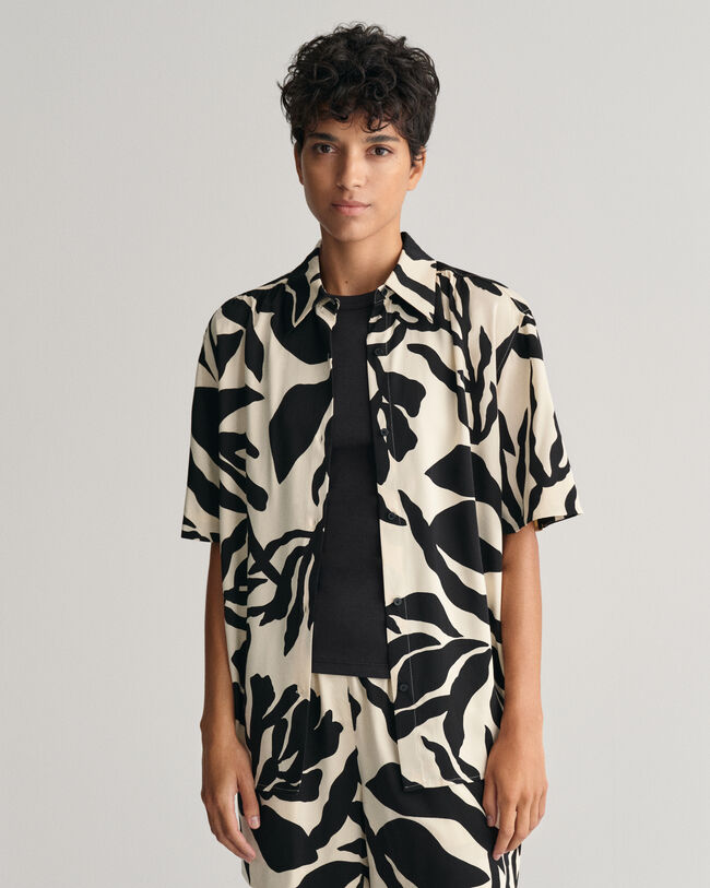 Camicia a maniche corte Palm Print relaxed fit