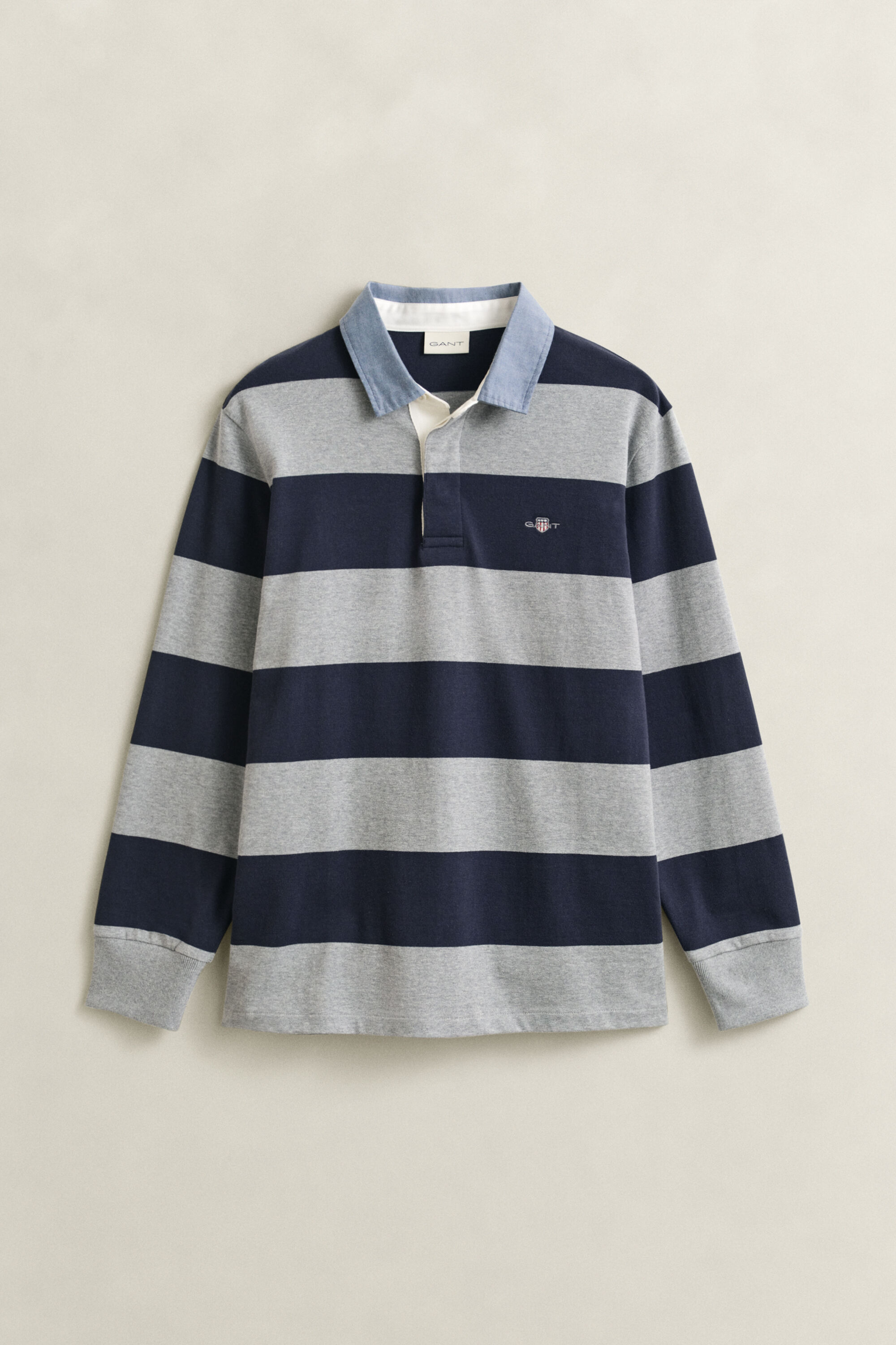 Heavy Rugger a righe con colletto in chambray