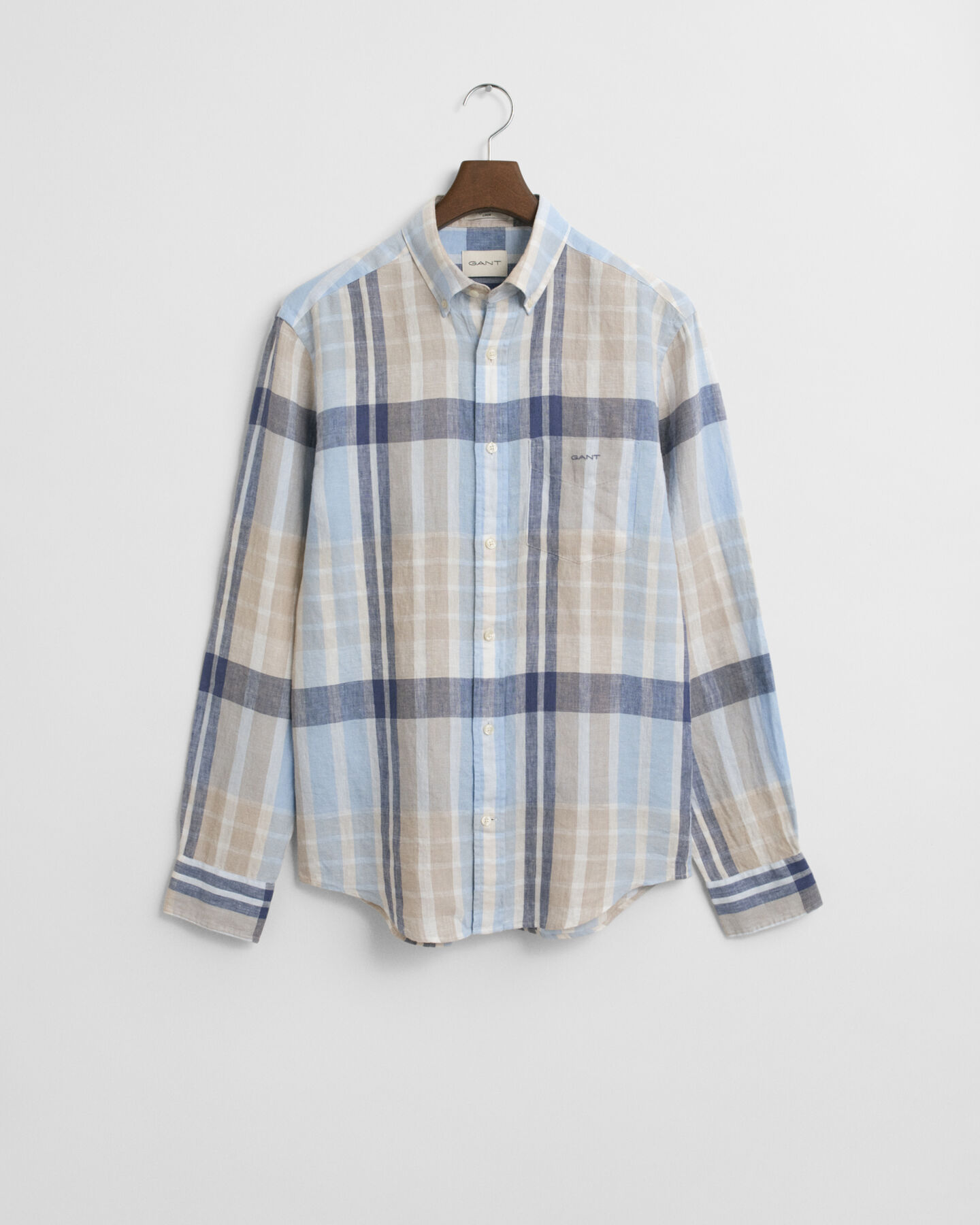 Camicia di lino a quadri madras regular fit
