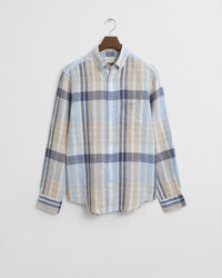 Camicia di lino a quadri madras regular fit