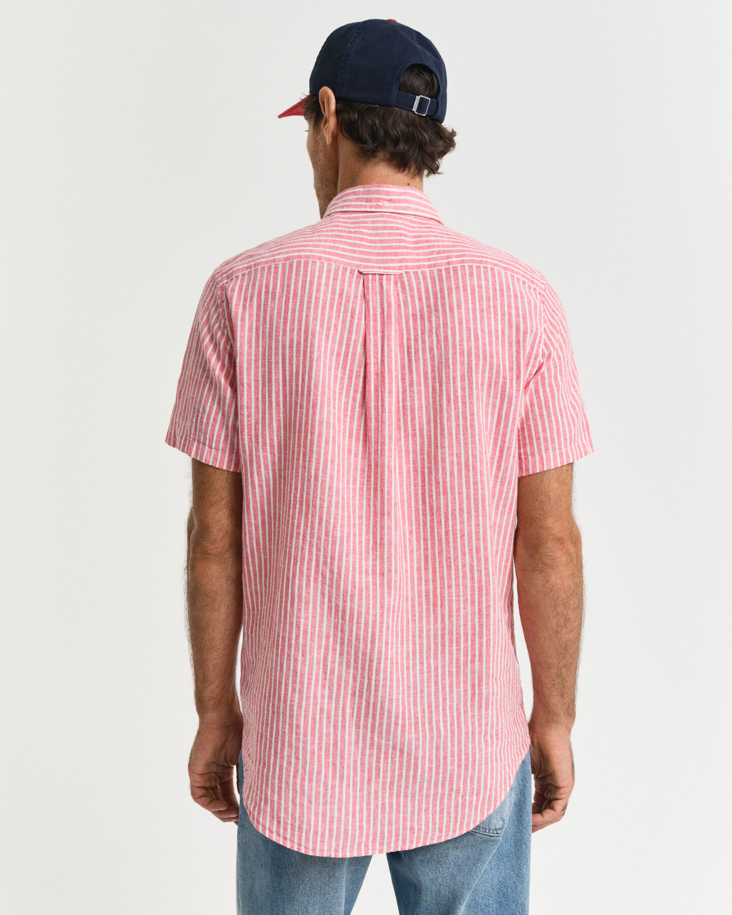 Camicia a maniche corte in misto cotone-lino regular fit