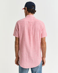 Camicia a maniche corte in misto cotone-lino regular fit