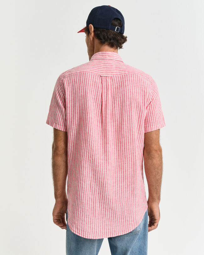 Camicia a maniche corte in misto cotone-lino regular fit