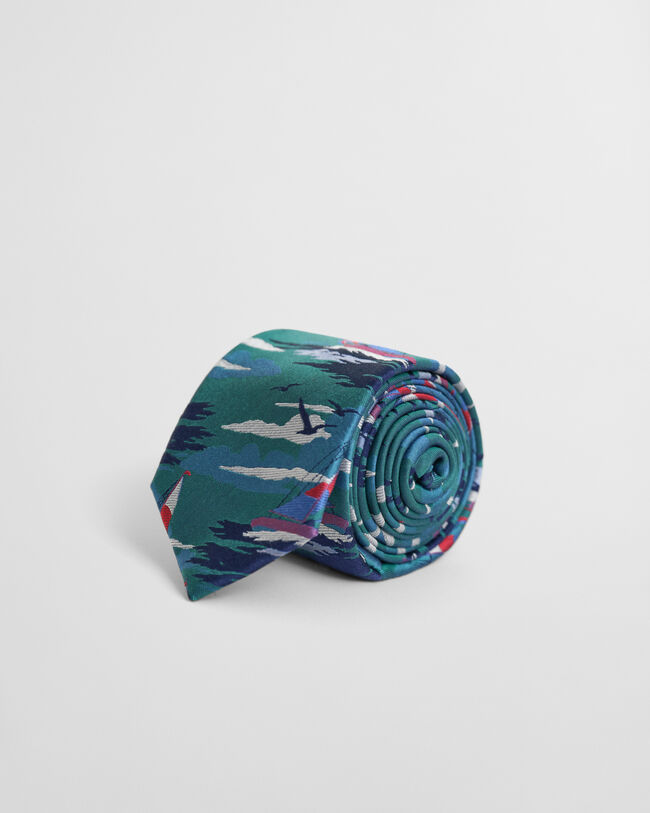 Cravatta di seta Sailing con stampa