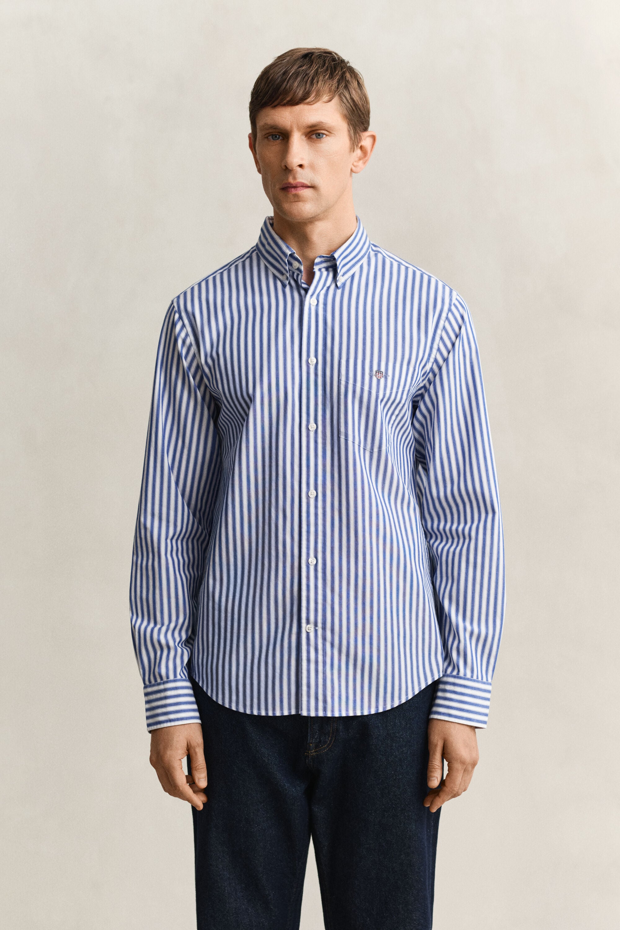 Camicia classica in popeline a righe