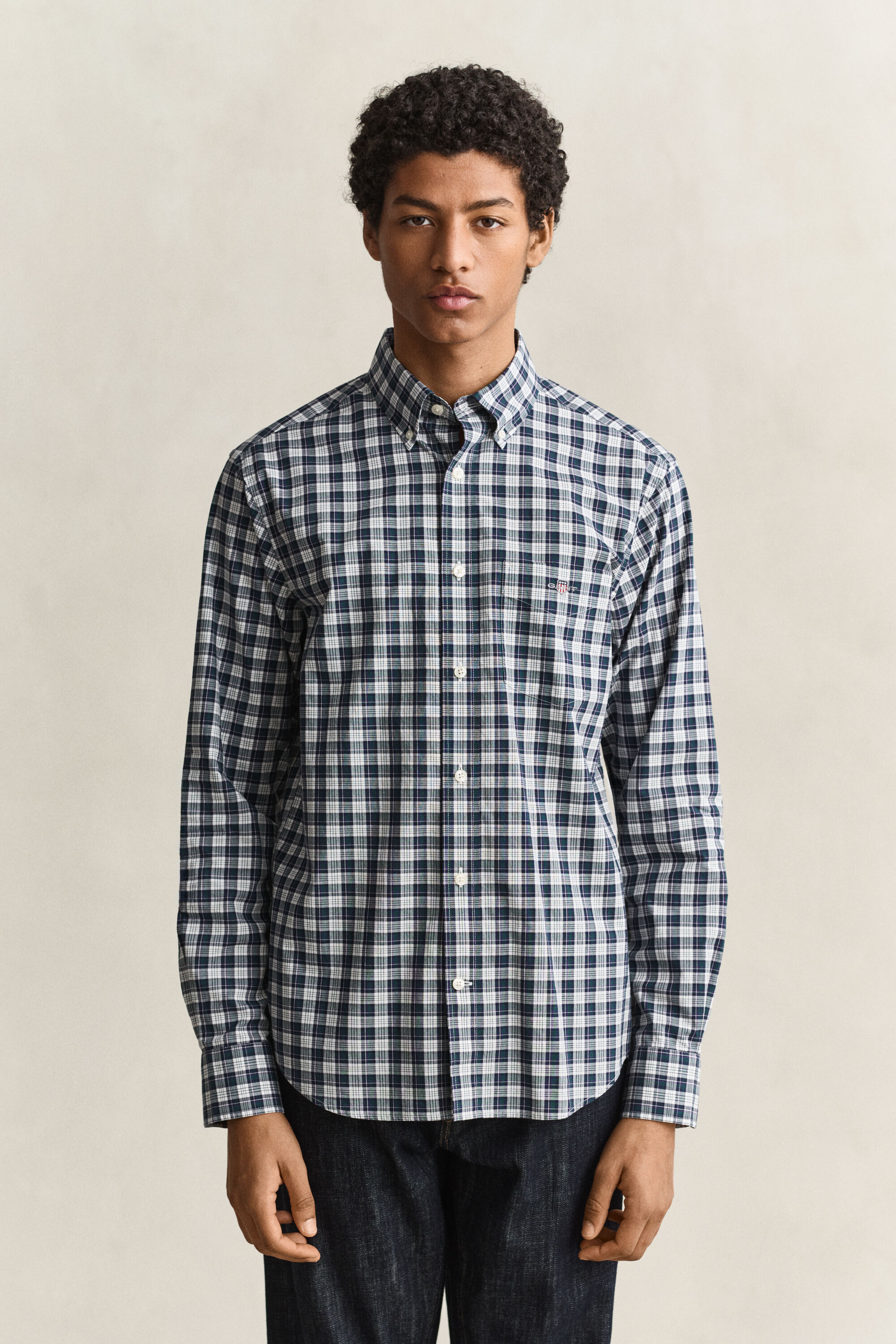 Camicia a quadri in popeline