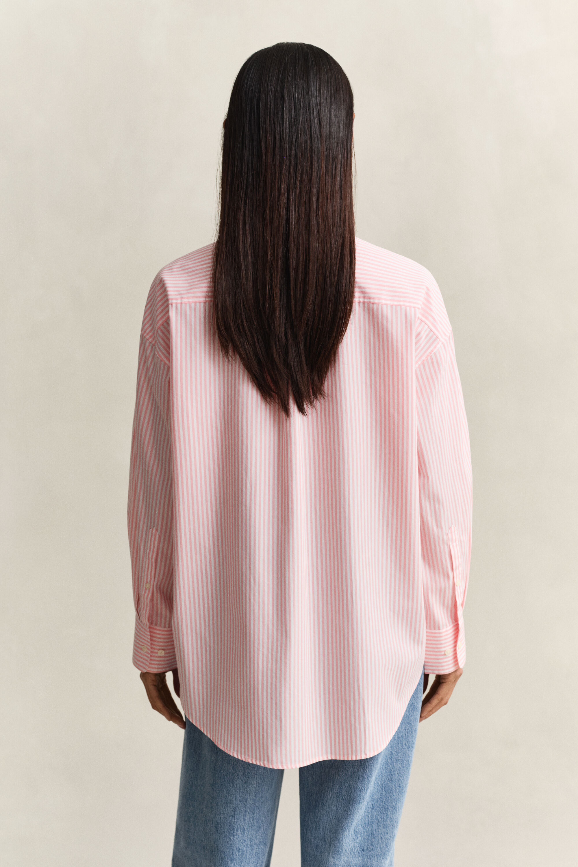 Camicia classica in popeline a righe oversize