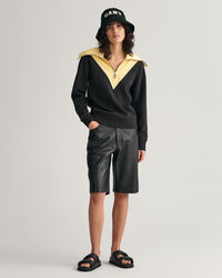 Felpa a blocchi di colore con zip corta