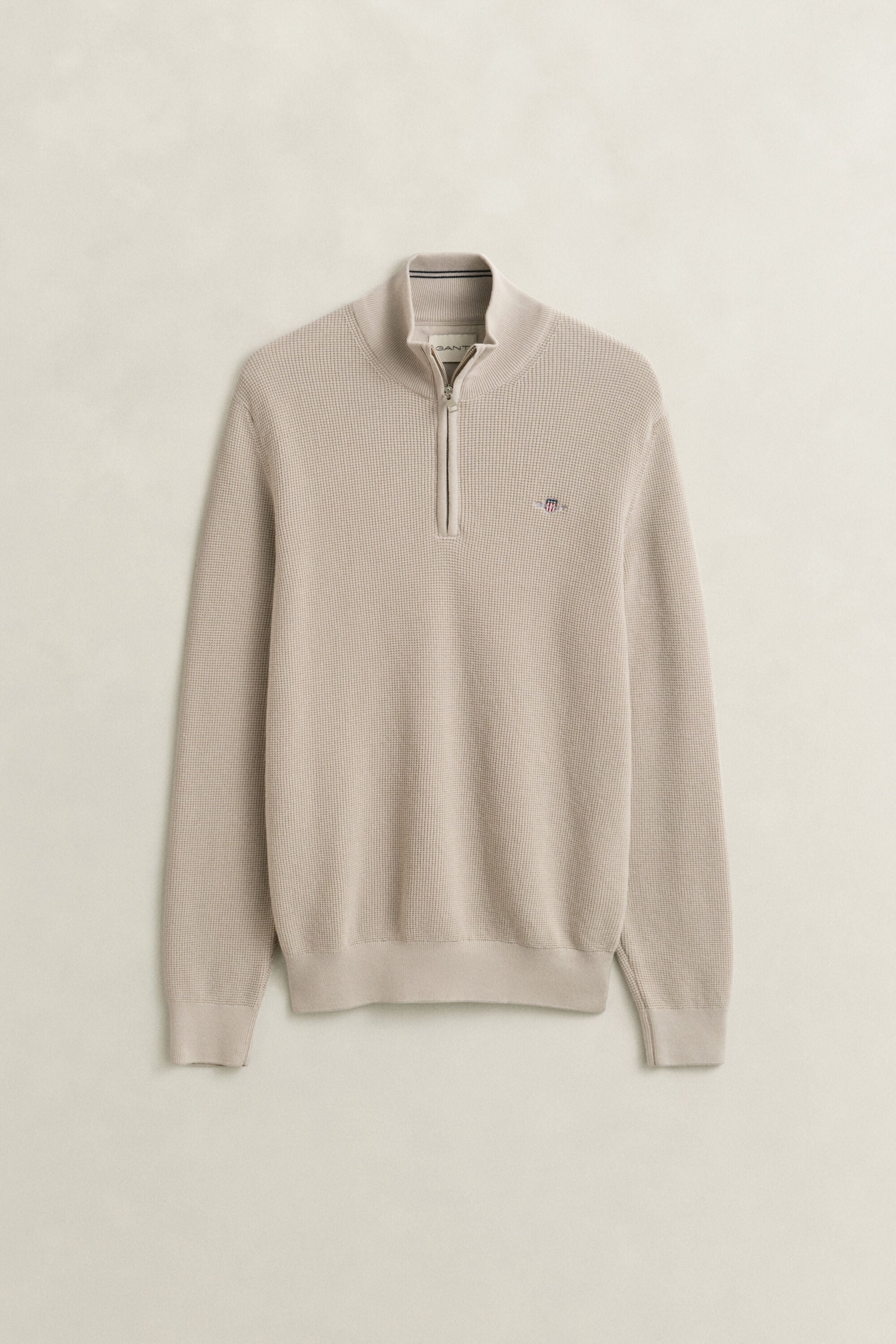Maglia in cotone testurizzato con zip corta