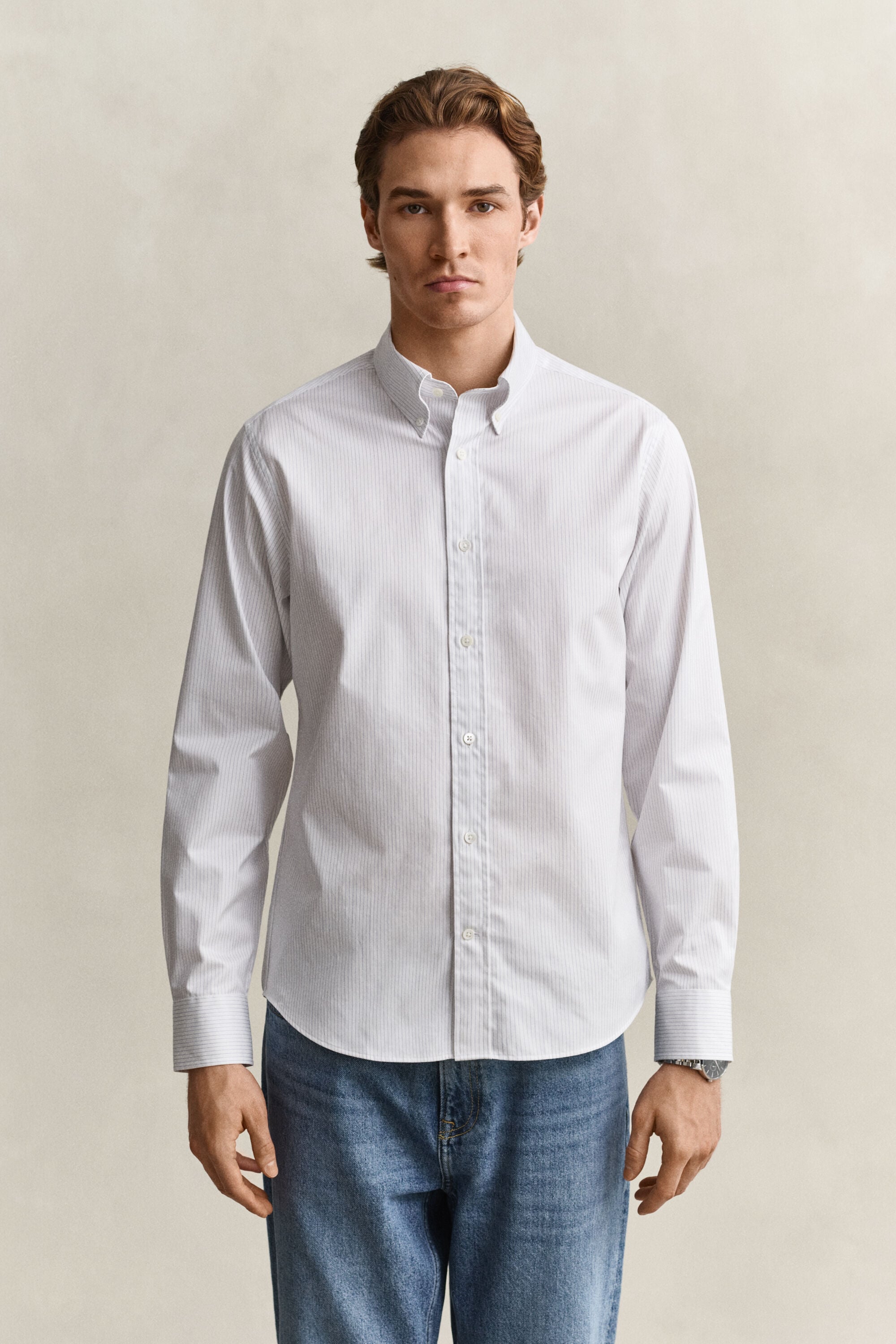 Abito chemisier in twill a righe