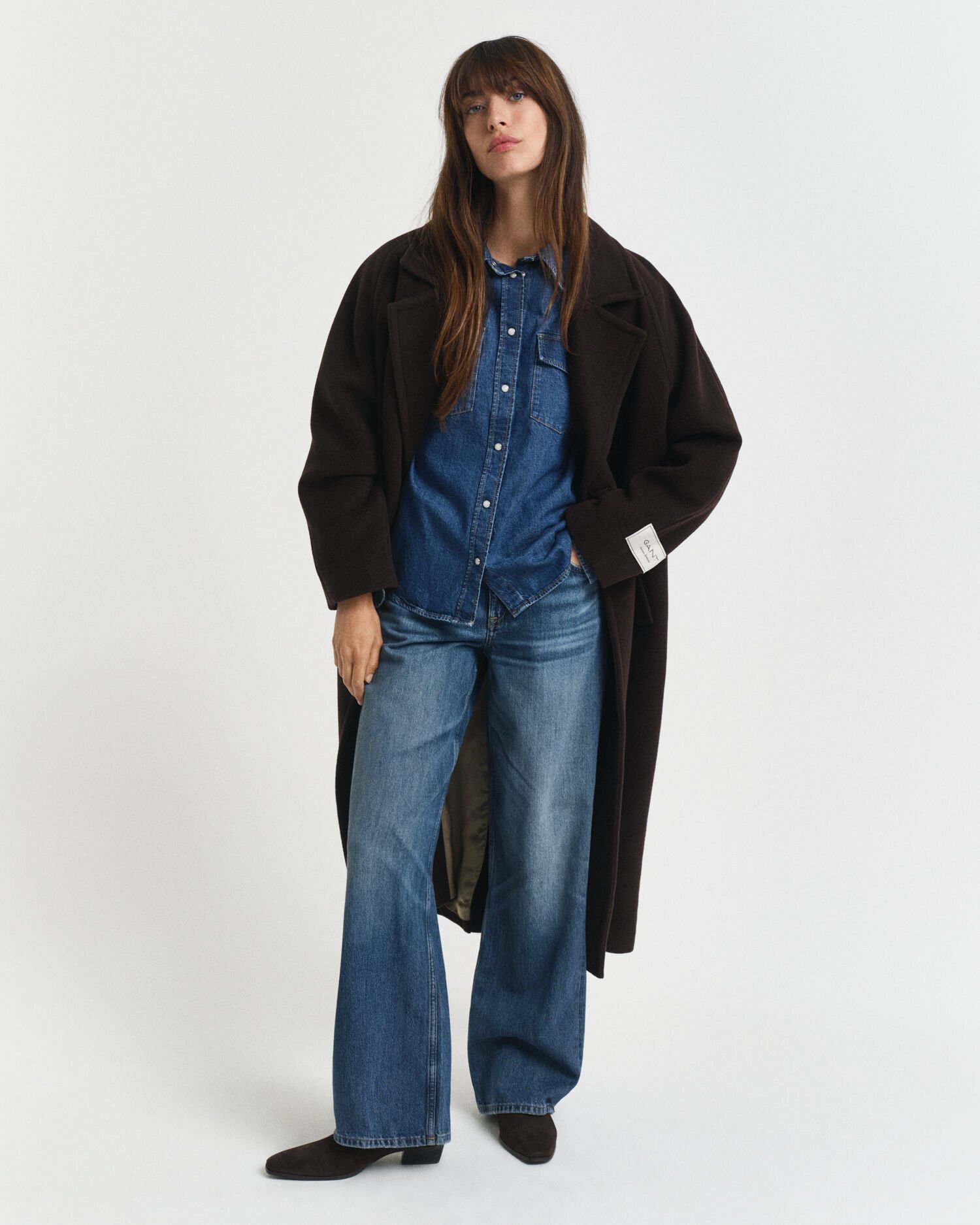 Camicia di jeans con maniche a sbuffo regular fit