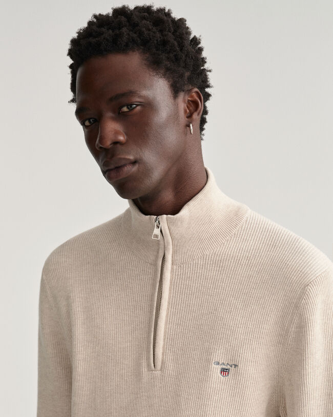 Maglia a coste Texture con zip corta