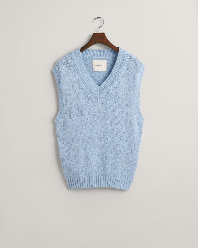 Gilet smanicato in cotone testurizzato fiammato