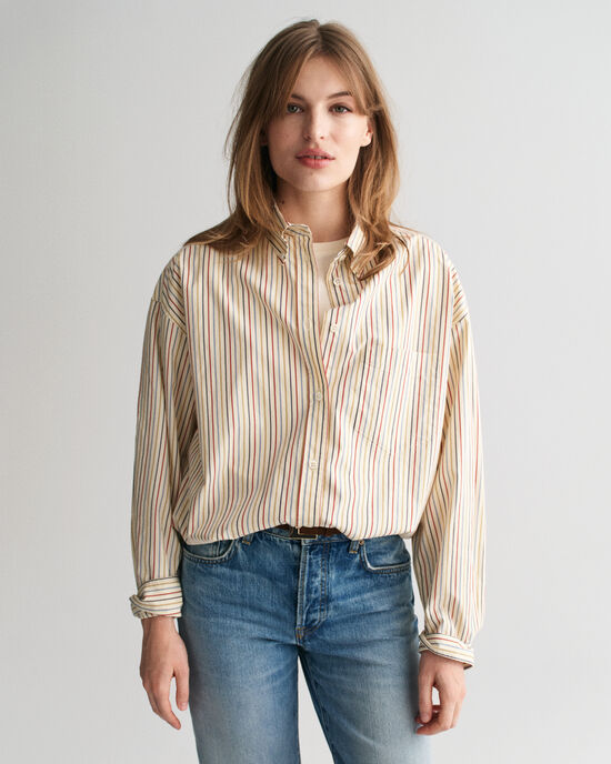 Camicia in popeline a righe oversize