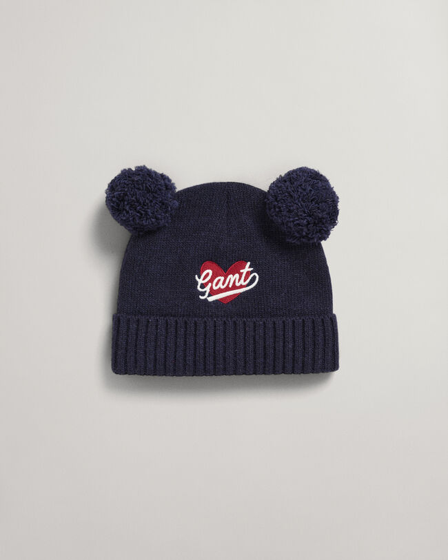 Berretto con cuori e pompon girls