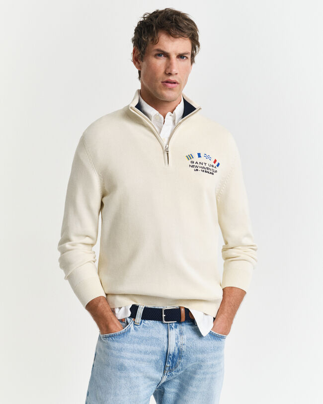 Maglia con zip corta Nautical e bandiere