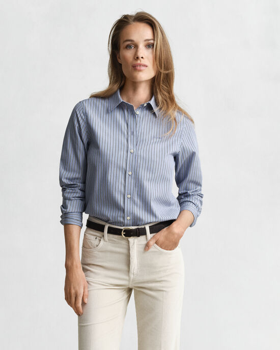 Camicia in popeline a righe regular fit