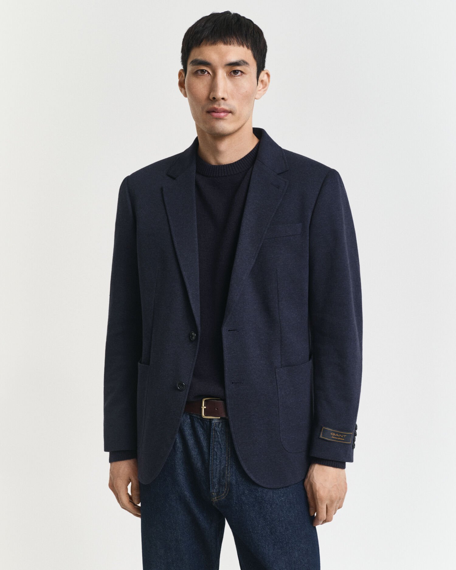 Blazer in jersey bicolore in piqué slim fit