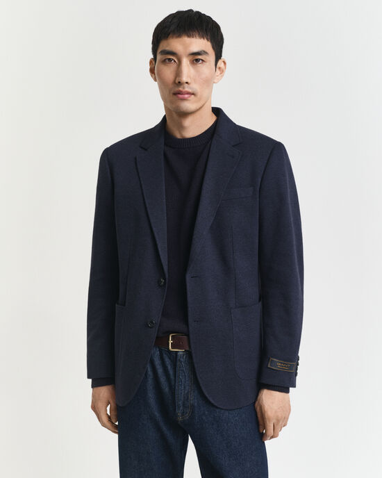 Blazer in jersey bicolore in piqué slim fit