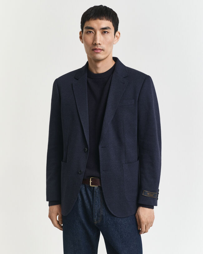 Blazer in jersey bicolore in piqué slim fit