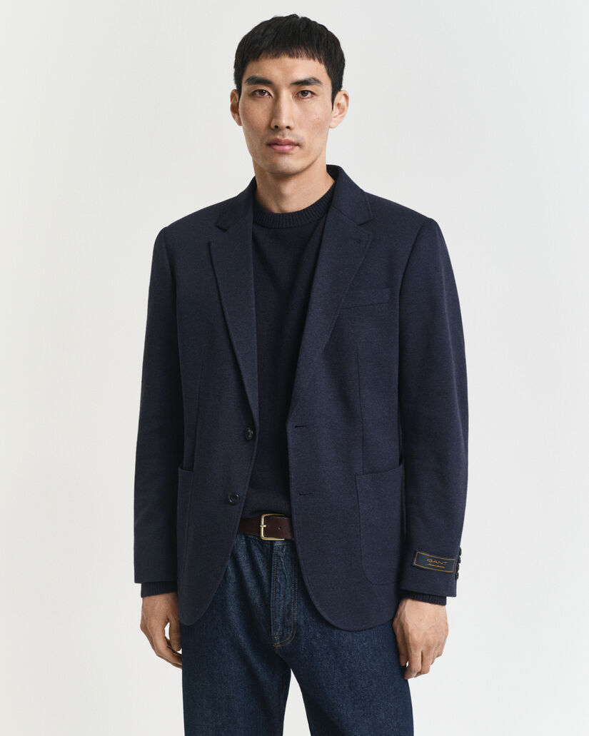 Blazer in jersey bicolore in piqué slim fit