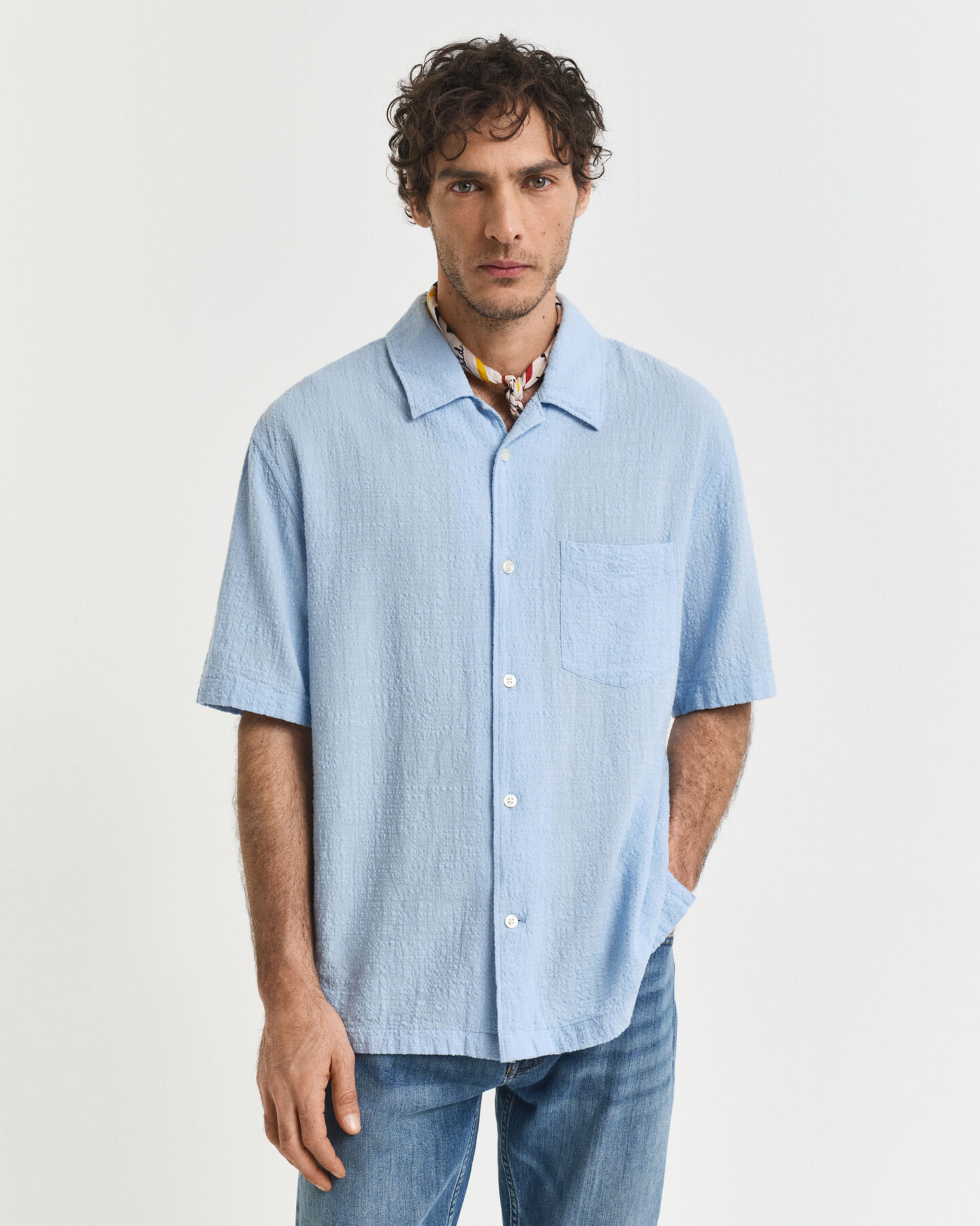 Camicia testurizzata a maniche corte relaxed fit