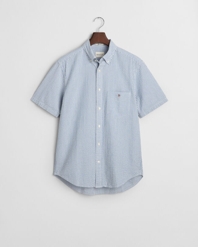 Camicia in seersucker a righe a maniche corte regular fit