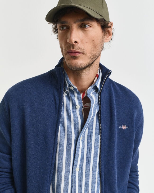Cardigan in cotone casual con zip
