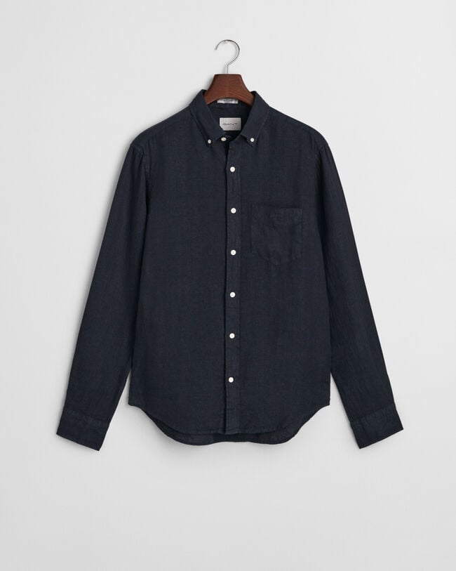 Camicia di lino tinto in capo regular fit