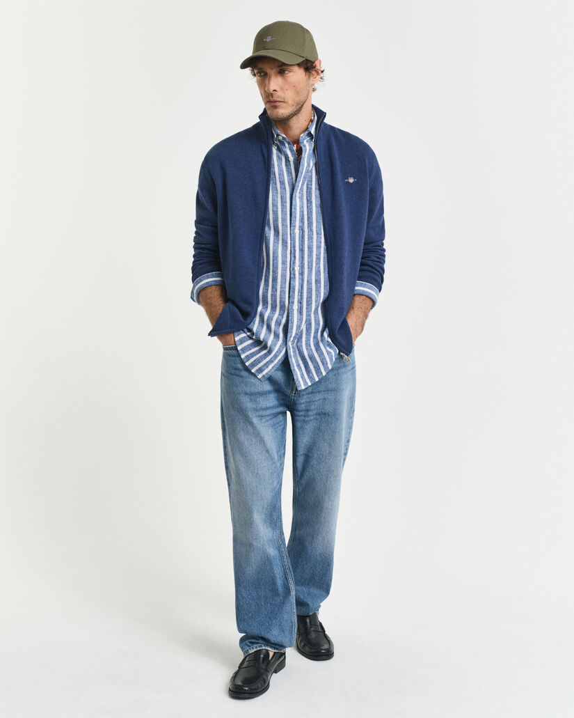 Cardigan in cotone casual con zip