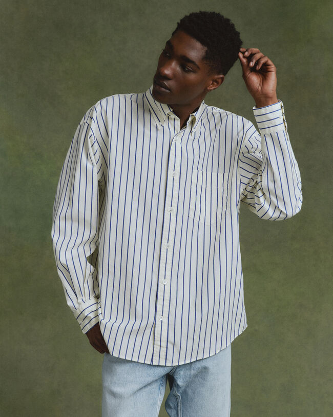 Camicia in popeline a righe oversize
