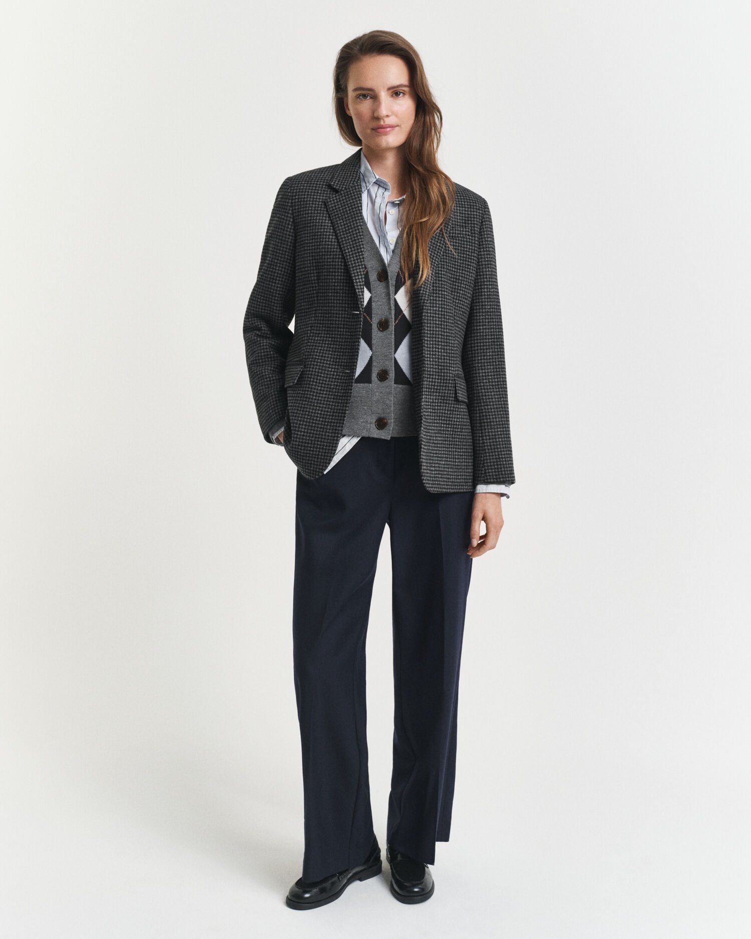 Blazer pied-de-poule in lana regular fit