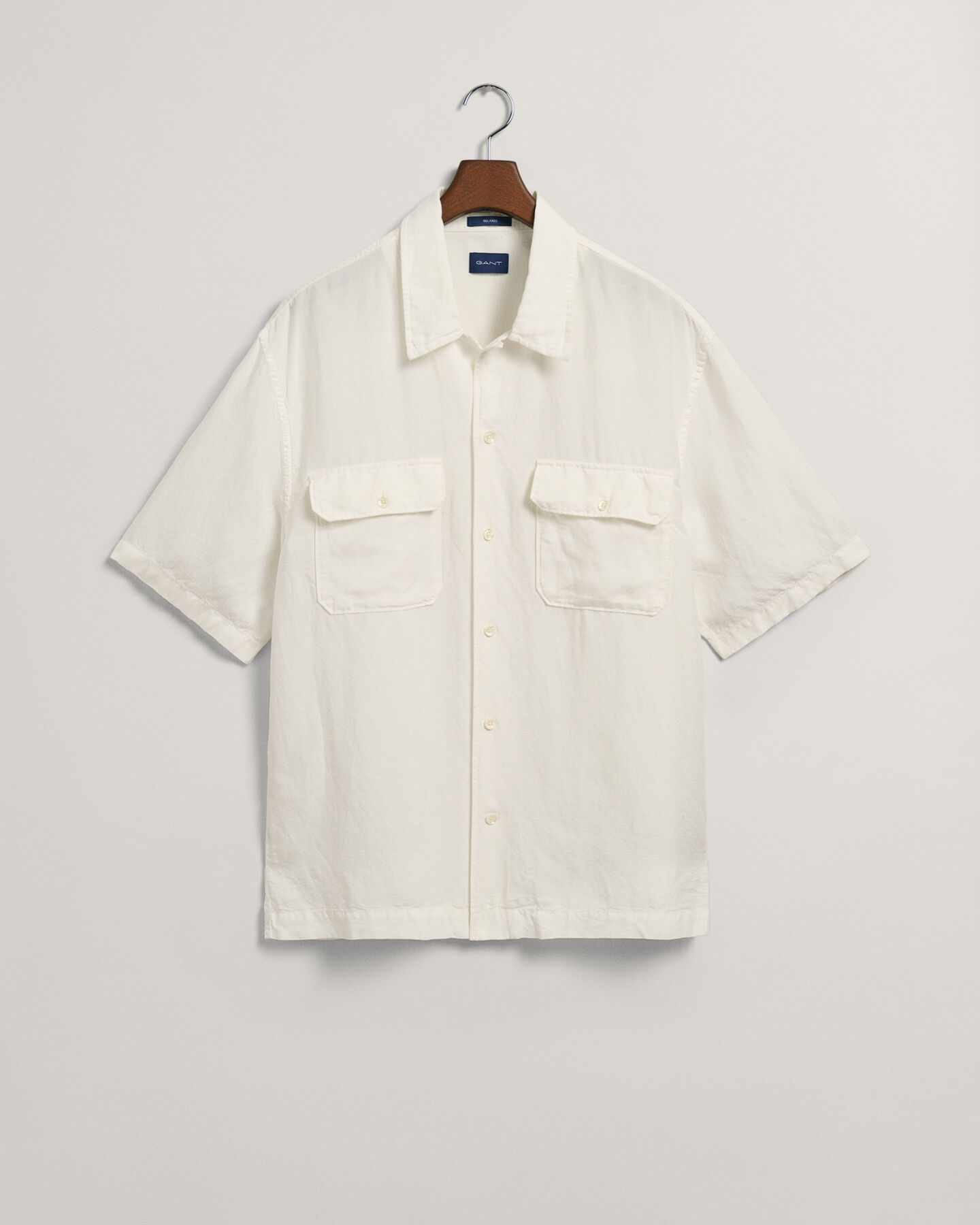 Camicia a maniche corte in lyocell di lino relaxed fit