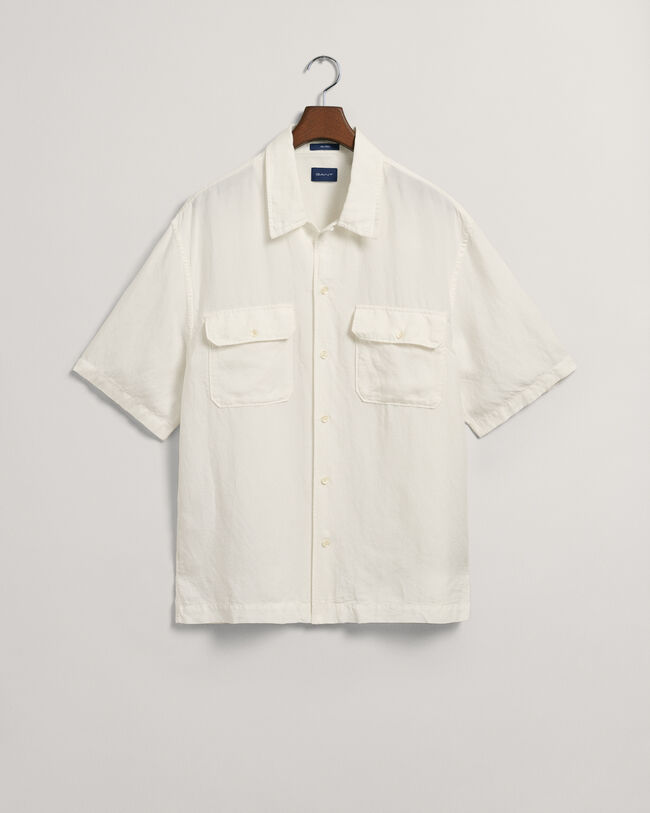 Camicia a maniche corte in lyocell di lino relaxed fit