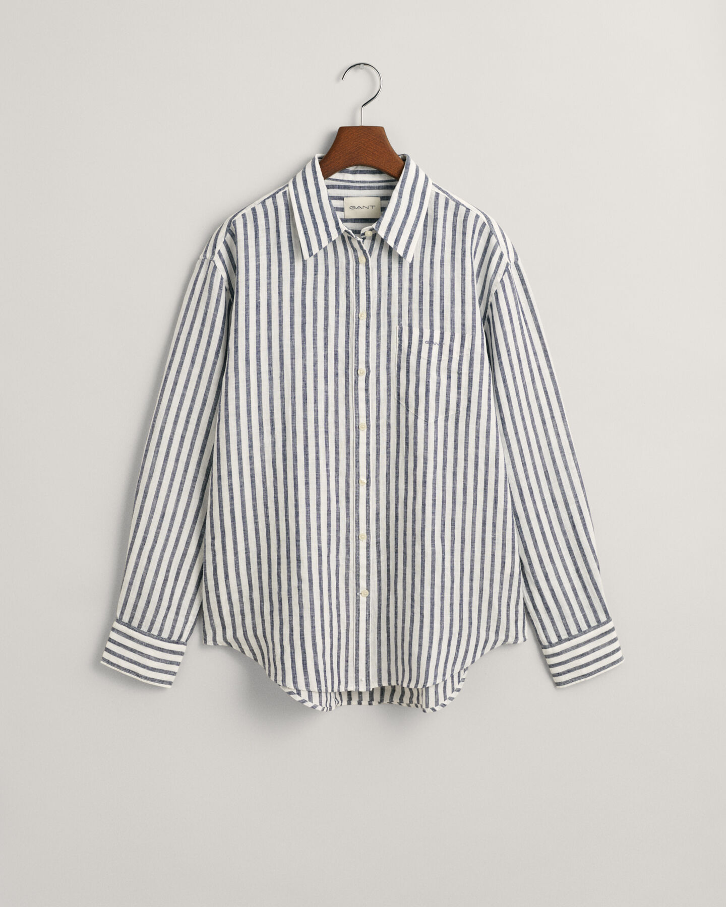 Camicia di lino a righe relaxed fit