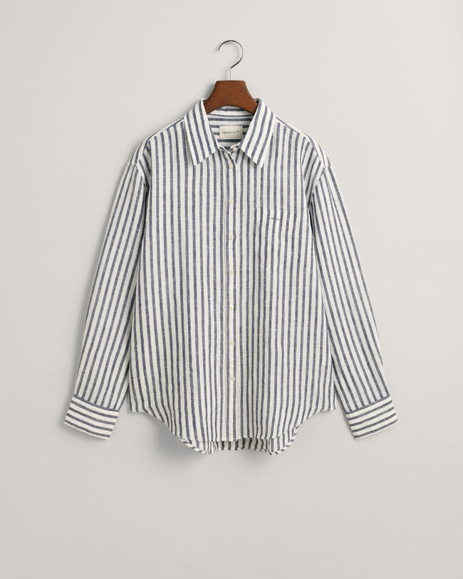 Camicia di lino a righe relaxed fit
