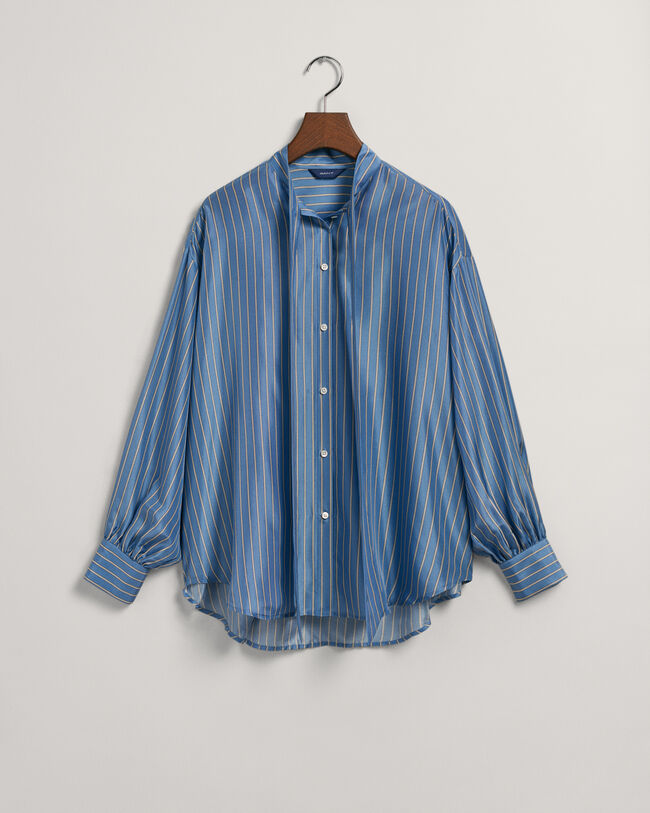 Blusa a righe in seta con fiocco