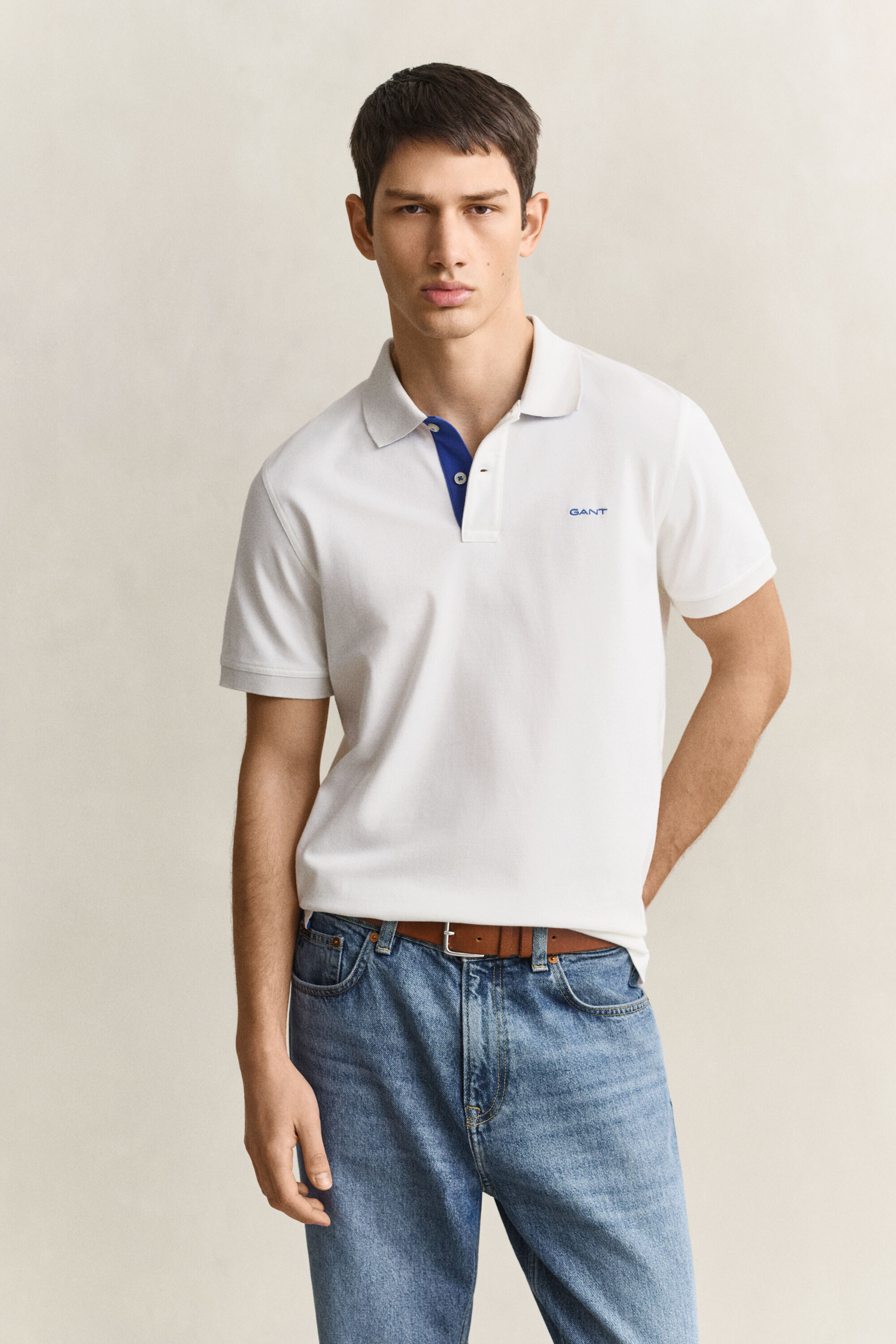 Polo in piqué a contrasto