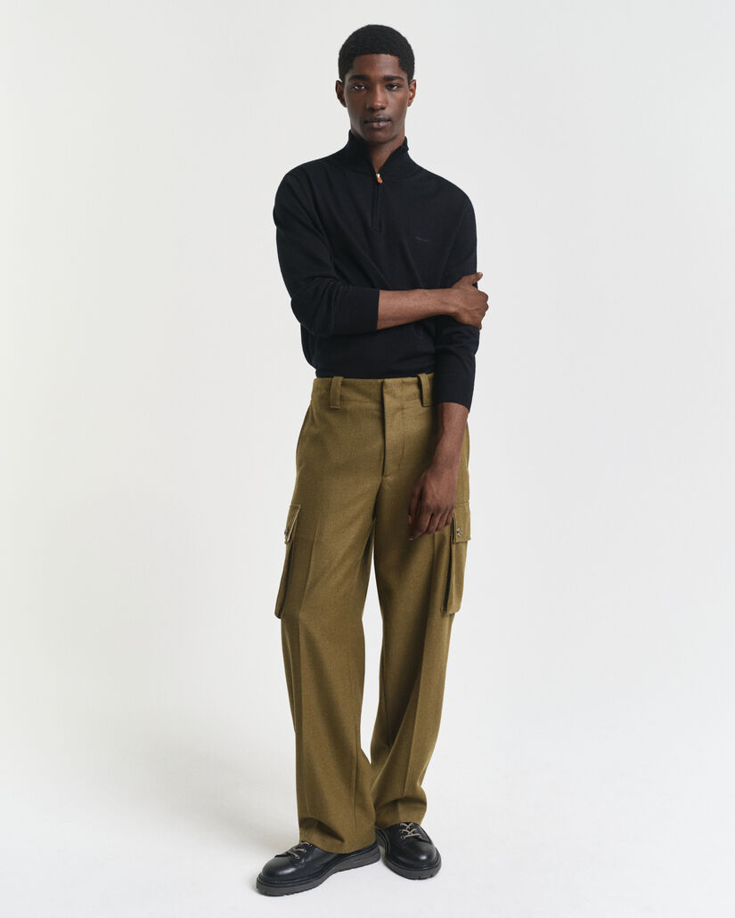 Maglia con zip corta in finissima lana merino