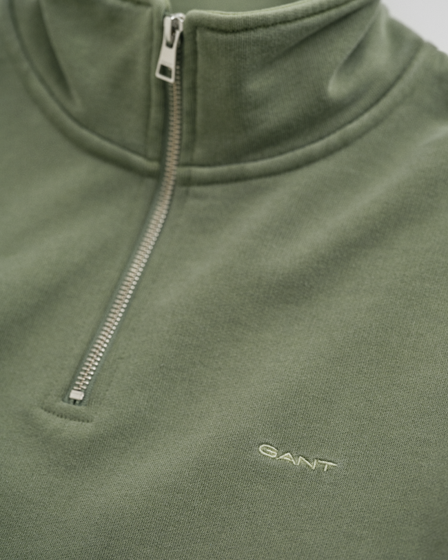 Felpa con zip corta effetto sbiadito